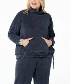 Wholesale ⭐ MarlaWynne WynneLayers Plush Ottoman Knit Mock-Neck Top With Drawstring Inky Blue ⌛ -Outlet MarlaWynne Sales unnamed file 10