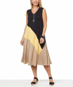 Outlet 🔔 MarlaWynne WynneLayers Colorblocked Sleeveless Jersey Maxi 👗 Dress Rattan/black Combo ⌛ -Outlet MarlaWynne Sales unnamed file 1042