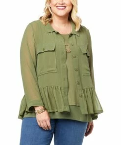 Outlet 🎉 MarlaWynne WynneLayers Chiffon Utility Jacket Olive ✔️ -Outlet MarlaWynne Sales unnamed file 1074