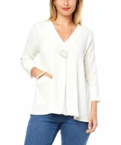 Buy ❤️ MarlaWynne WynneLayers Crinkle Stretch Top With Pocket Blue Fog ⌛