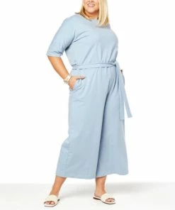 Hot Sale 💯 MarlaWynne WynneLounge Baby French Terry Tie-Waist Jumpsuit Indigo 😉 -Outlet MarlaWynne Sales unnamed file 1095