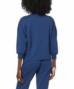 Cheapest 😀 MarlaWynne WynneLounge French Terry Gathered Puff-Sleeve Top Cloud 👍 -Outlet MarlaWynne Sales unnamed file 1105