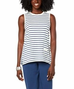 Budget 🥰 MarlaWynne WynneLayers Cotton Sweater Knit Tank With Pocket Sand/cloud Stripe 👏 -Outlet MarlaWynne Sales unnamed file 1129