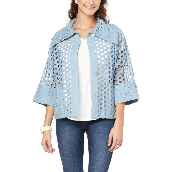New 🌟 MarlaWynne WynneLayers Eyelet Novelty Jacket Cloud 🎉 3 New 🌟 MarlaWynne WynneLayers Eyelet Novelty Jacket Cloud 🎉