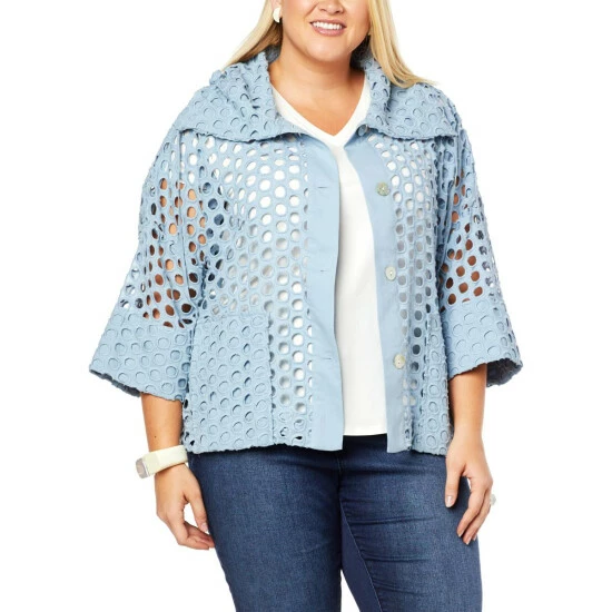 New 🌟 MarlaWynne WynneLayers Eyelet Novelty Jacket Cloud 🎉 5 New 🌟 MarlaWynne WynneLayers Eyelet Novelty Jacket Cloud 🎉 - Image 3