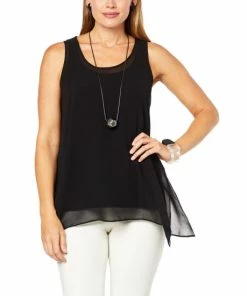 Buy 🧨 MarlaWynne WynneLayers Chiffon Tunic Tank Black ⭐