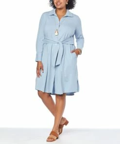 Top 10 ❤️ MarlaWynne WynneLayers Midi 👚 Shirt 👗 Dress With Tie Belt Faded Blue 🧨 -Outlet MarlaWynne Sales unnamed file 1188