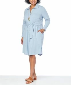 Top 10 ❤️ MarlaWynne WynneLayers Midi 👚 Shirt 👗 Dress With Tie Belt Faded Blue 🧨 -Outlet MarlaWynne Sales unnamed file 1189