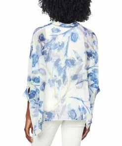 Best reviews of 😉 MarlaWynne WynneLayers Unstructured Chiffon Button-Down 👕 Shirt Blue Combo 🧨 -Outlet MarlaWynne Sales unnamed file 1193