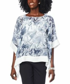 Flash Sale ✨ MarlaWynne WynneLayers Chiffon Border Print Poncho Blue Combo ⌛ -Outlet MarlaWynne Sales unnamed file 1199
