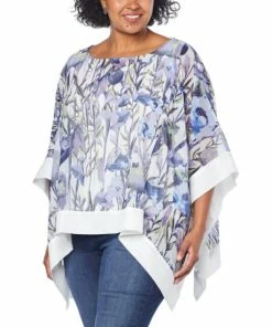 Flash Sale ✨ MarlaWynne WynneLayers Chiffon Border Print Poncho Blue Combo ⌛ -Outlet MarlaWynne Sales unnamed file 1200