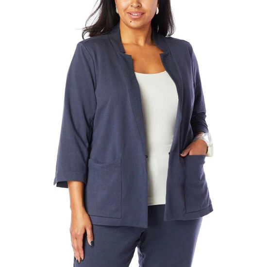 Deals 🤩 MarlaWynne WynneLayers Rib Lapel Jacket With Front Pockets Inky Blue 💯 5 Deals 🤩 MarlaWynne WynneLayers Rib Lapel Jacket With Front Pockets Inky Blue 💯 - Image 3