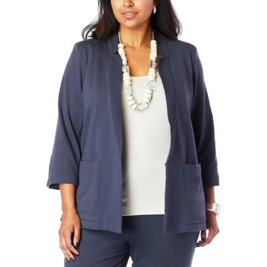 Deals 🤩 MarlaWynne WynneLayers Rib Lapel Jacket With Front Pockets Inky Blue 💯 8 Deals 🤩 MarlaWynne WynneLayers Rib Lapel Jacket With Front Pockets Inky Blue 💯 - Image 6