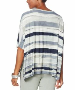 Best Sale 😍 MarlaWynne WynneLayers Painted Stripe Print Poncho Black 😉 -Outlet MarlaWynne Sales unnamed file 1352