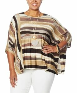 Best Sale 😍 MarlaWynne WynneLayers Painted Stripe Print Poncho Black 😉 -Outlet MarlaWynne Sales unnamed file 1354