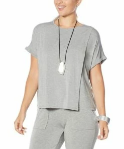 Brand new 🌟 MarlaWynne WynneLayers Overlapping Jersey Knit Top Light Heather Gray 👍 -Outlet MarlaWynne Sales unnamed file 1367