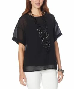 Flash Sale 💯 MarlaWynne WynneLayers Short-Sleeve Chiffon Tee With Pocket Basil 🔥 -Outlet MarlaWynne Sales unnamed file 1374