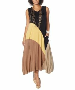 Cheapest 👍 MarlaWynne WynneLayers Colorblocked Sleeveless Maxi 👗 Dress Blue Combo 🧨