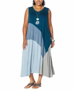 Cheapest 👍 MarlaWynne WynneLayers Colorblocked Sleeveless Maxi 👗 Dress Blue Combo 🧨 -Outlet MarlaWynne Sales unnamed file 1402