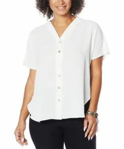 Budget 👏 MarlaWynne WynneLayers Washed Crepe Cap-Sleeve 👕 Shirt Rattan 🤩