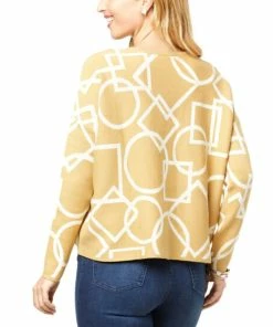 Discount 🧨 MarlaWynne WynneLayers Geometric Pattern Jacquard Knit Cropped Sweater Prairie Sand/ecru 🤩 -Outlet MarlaWynne Sales unnamed file 1437