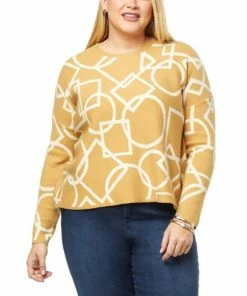 Discount 🧨 MarlaWynne WynneLayers Geometric Pattern Jacquard Knit Cropped Sweater Prairie Sand/ecru 🤩 -Outlet MarlaWynne Sales unnamed file 1441