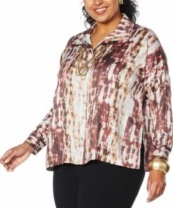 Hot Sale 😀 MarlaWynne WynneLayers Satin Marble Relaxed Fit 👚 Shirt Berry 🧨 -Outlet MarlaWynne Sales unnamed file 1485