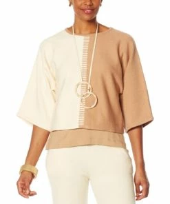 Promo 🛒 MarlaWynne WynneLayers Colorblocked Intarsia Knit Popover Sweater Ecru/light Heather Gray 🌟 -Outlet MarlaWynne Sales unnamed file 1506