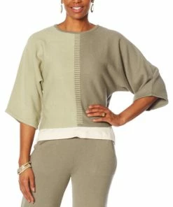 Promo 🛒 MarlaWynne WynneLayers Colorblocked Intarsia Knit Popover Sweater Ecru/light Heather Gray 🌟 -Outlet MarlaWynne Sales unnamed file 1509