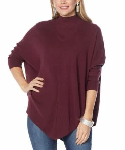 Promo 🤩 MarlaWynne WynneLayers SoftKNIT Poncho Sweater Burgundy ✨ -Outlet MarlaWynne Sales unnamed file 1518