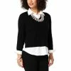 Deals 👏 MarlaWynne WynneLayers SoftKNIT Mixed Media Cable Sweater With 👚 Shirt Collar Faded Blue/white Combo 🛒 -Outlet MarlaWynne Sales unnamed file 152