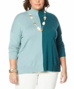 Promo 🔥 MarlaWynne WynneLayers Colorblocked SoftKNIT Mock Neck Top Twilight Blue 🤩 -Outlet MarlaWynne Sales unnamed file 1550