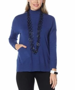Promo 🔥 MarlaWynne WynneLayers Colorblocked SoftKNIT Mock Neck Top Twilight Blue 🤩 -Outlet MarlaWynne Sales unnamed file 1553