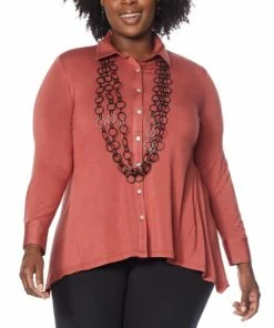 Best deal 👍 MarlaWynne WynneLayers Button-Front Butterfly 👕 Shirt Black 🔥 -Outlet MarlaWynne Sales unnamed file 1653