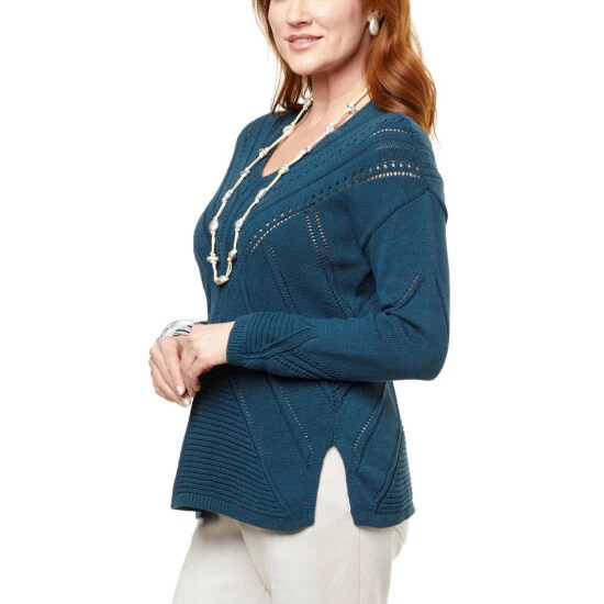 Promo 😍 MarlaWynne WynneLayers Engineered Pointelle Stitch Sweater Black ❤️ 6 Promo 😍 MarlaWynne WynneLayers Engineered Pointelle Stitch Sweater Black ❤️ - Image 4