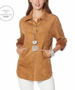 Budget ✨ MarlaWynne WynneLayers Stretch Faux Suede 👚 Shirt Jacket Oyster 🔔 -Outlet MarlaWynne Sales unnamed file 1677