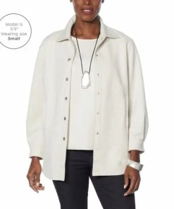 Budget ✨ MarlaWynne WynneLayers Stretch Faux Suede 👚 Shirt Jacket Oyster 🔔 -Outlet MarlaWynne Sales unnamed file 1684