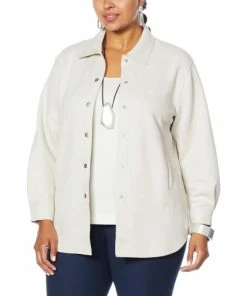 Budget ✨ MarlaWynne WynneLayers Stretch Faux Suede 👚 Shirt Jacket Oyster 🔔 -Outlet MarlaWynne Sales unnamed file 1685