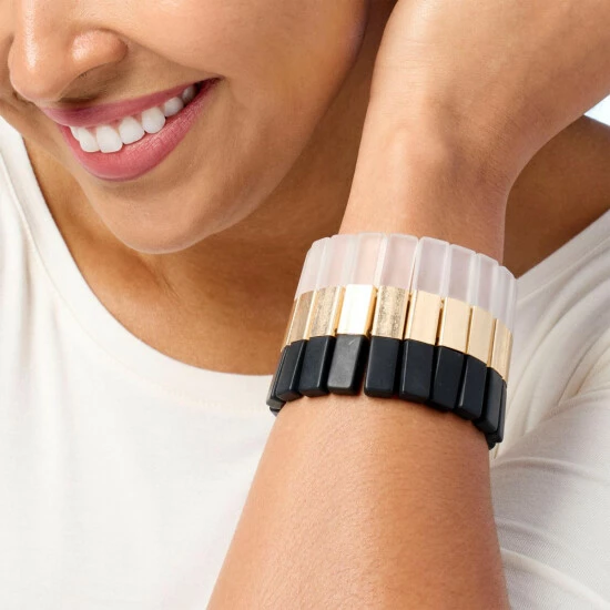 Promo ๐ MarlaWynne Colorblock Stretch Bracelet Goldtone/black ๐ 4 Promo ๐ MarlaWynne Colorblock Stretch Bracelet Goldtone/black ๐ - Image 2