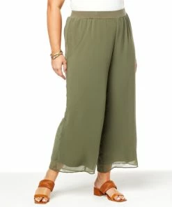 Best Pirce 🤩 MarlaWynne WynneLayers Pull-On Crop Pant With Chiffon Overlay Sand 🧨 -Outlet MarlaWynne Sales unnamed file 1750