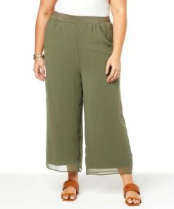 Best Pirce 🤩 MarlaWynne WynneLayers Pull-On Crop Pant With Chiffon Overlay Sand 🧨 -Outlet MarlaWynne Sales unnamed file 1754