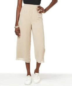 Best Pirce 🤩 MarlaWynne WynneLayers Pull-On Crop Pant With Chiffon Overlay Sand 🧨 -Outlet MarlaWynne Sales unnamed file 1755