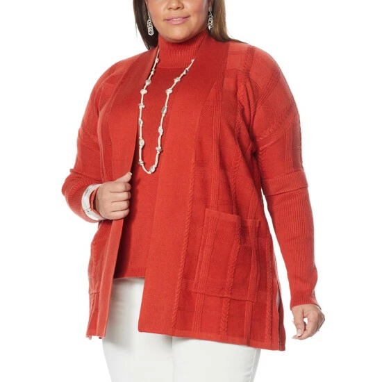 New ๐งจ MarlaWynne SoftKNIT Plaid Textured Drama Topper Ecru ๐ 5 New ๐งจ MarlaWynne SoftKNIT Plaid Textured Drama Topper Ecru ๐ - Image 3