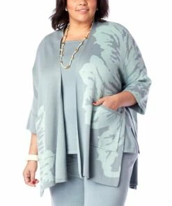 Brand new 🛒 MarlaWynne Jacquard Knit Drama Topper Sea Mist Combo 👍 -Outlet MarlaWynne Sales unnamed file 1809
