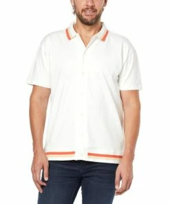 Deals 💯 MarlaWynne WynneMen Button-Up Polo 👕 Shirt Indigo 💯