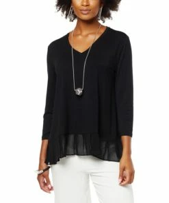 Buy 😉 MarlaWynne WynneLayers Mixed Media Top Black 😀 -Outlet MarlaWynne Sales unnamed file 1882