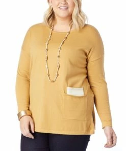 Wholesale 😀 MarlaWynne WynneLayers Soft Knit Sweater With Contrast Pocket Ecru ✨ -Outlet MarlaWynne Sales unnamed file 1894