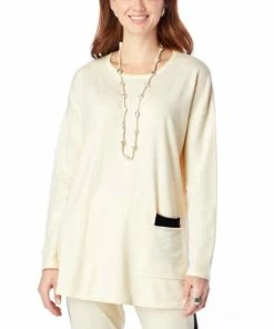 Wholesale 😀 MarlaWynne WynneLayers Soft Knit Sweater With Contrast Pocket Ecru ✨ -Outlet MarlaWynne Sales unnamed file 1896