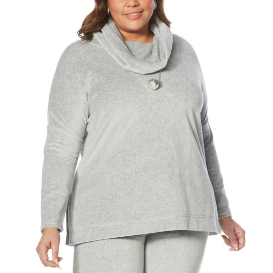 Top 10 โค๏ธ MarlaWynne WynneLayers Velour Knit Cowl-Neck Top Light Heather Gray ๐ 4 Top 10 โค๏ธ MarlaWynne WynneLayers Velour Knit Cowl-Neck Top Light Heather Gray ๐ - Image 2
