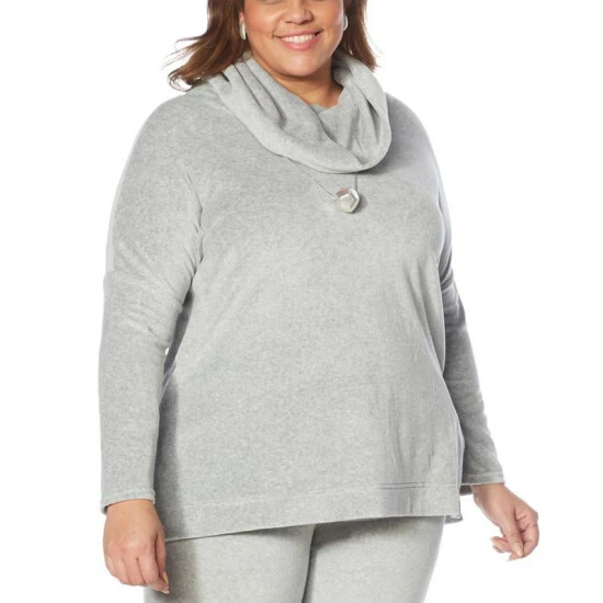 Top 10 โค๏ธ MarlaWynne WynneLayers Velour Knit Cowl-Neck Top Light Heather Gray ๐ 8 Top 10 โค๏ธ MarlaWynne WynneLayers Velour Knit Cowl-Neck Top Light Heather Gray ๐ - Image 6